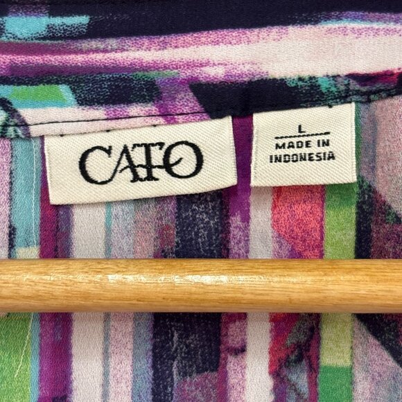 Cato Womens Multicolor Striped High-Low Blouse L - Picture 3 of 6